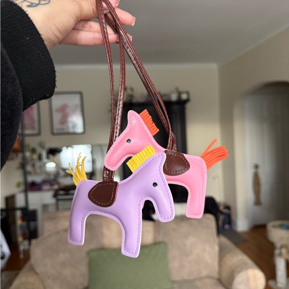 Pink and Purple Horse-Shaped Bag Charms